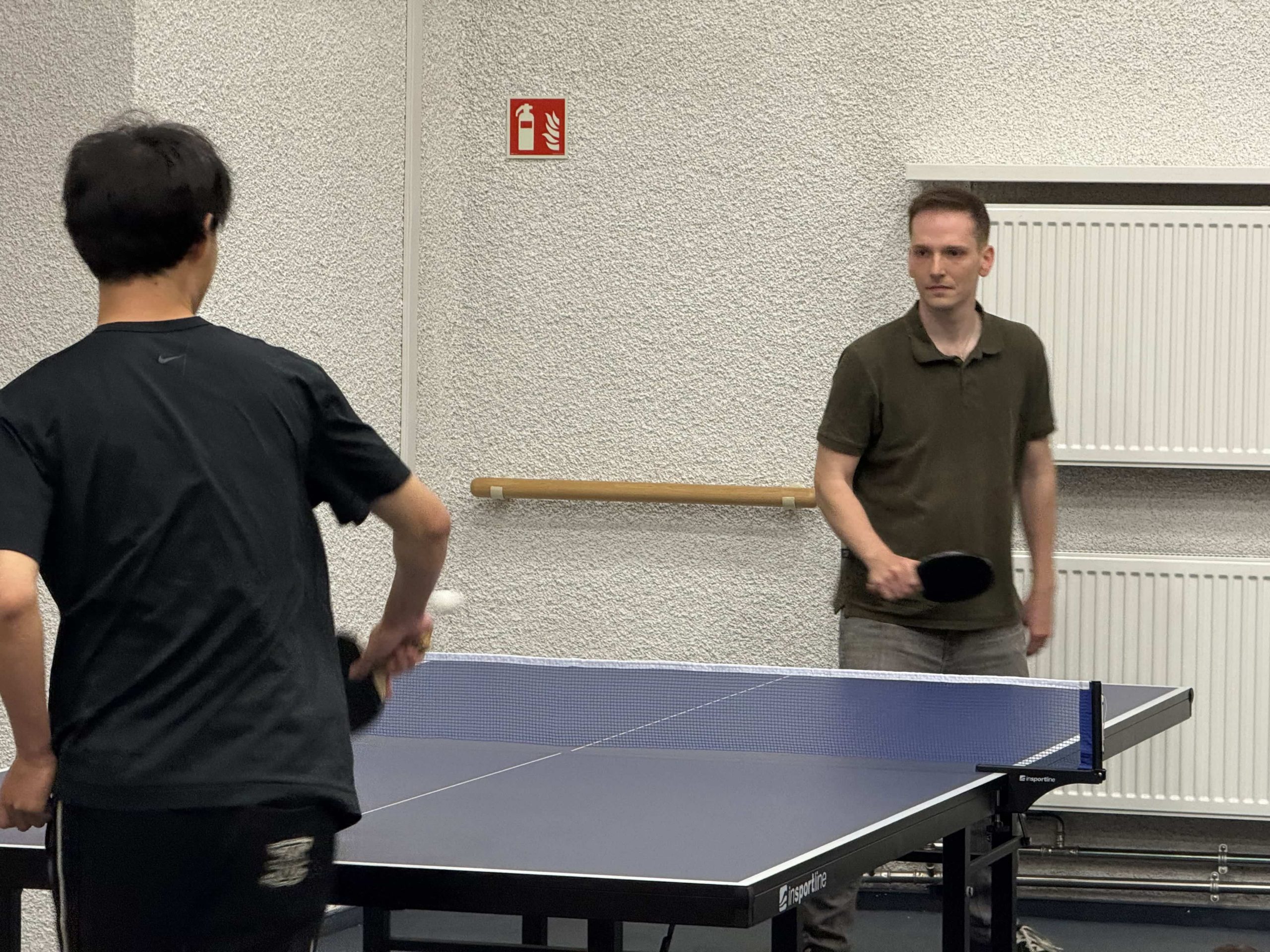 Piotr playing table tennis